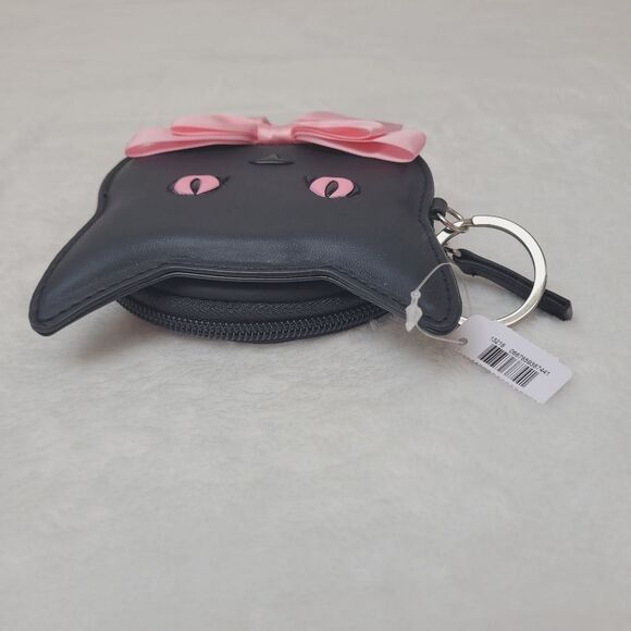 BBW Black Cat with Pink Bow Coin Purse Wallet Key Ring Zip Top New Out of Stock - Picture 4 of 8